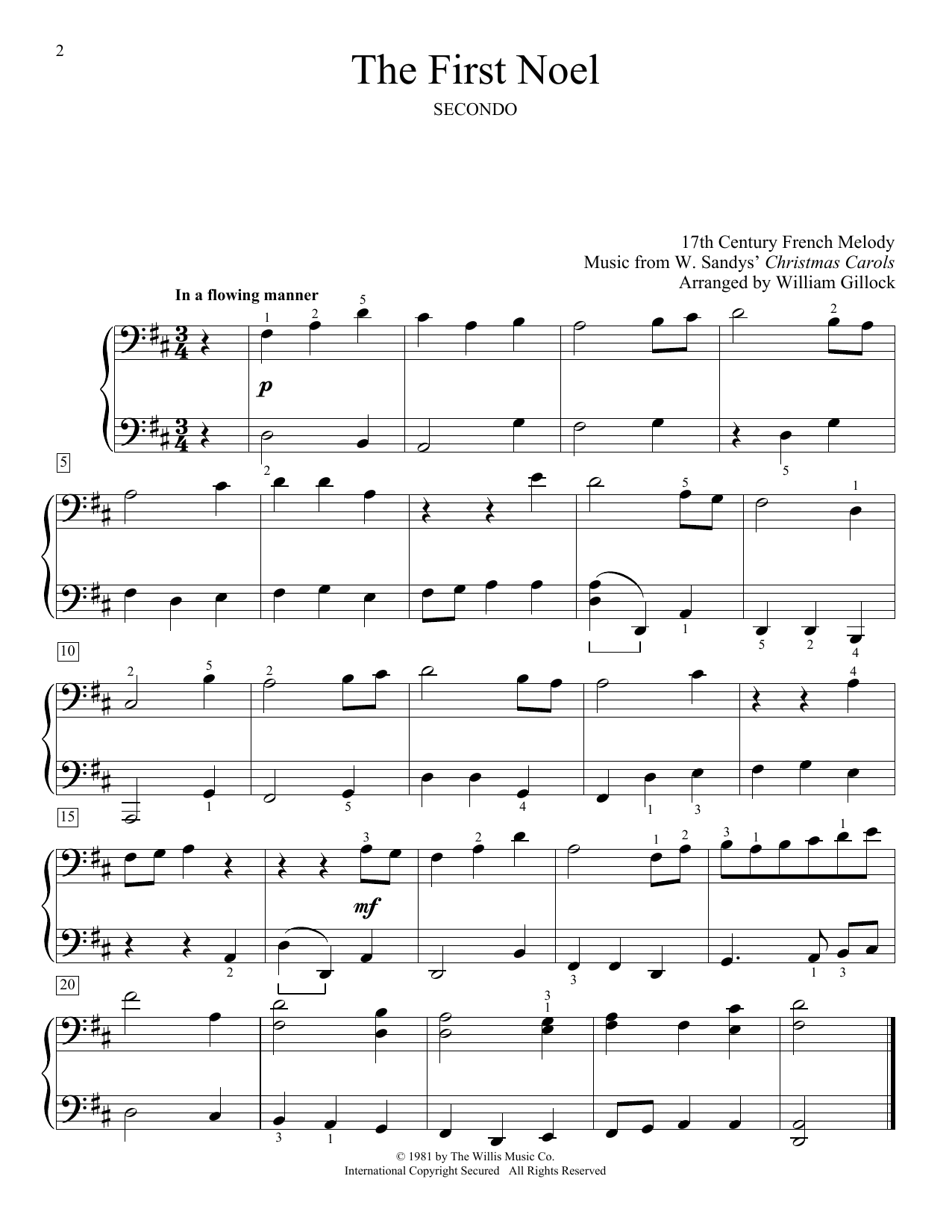 Download William Gillock The First Noel Sheet Music and learn how to play Piano Duet PDF digital score in minutes