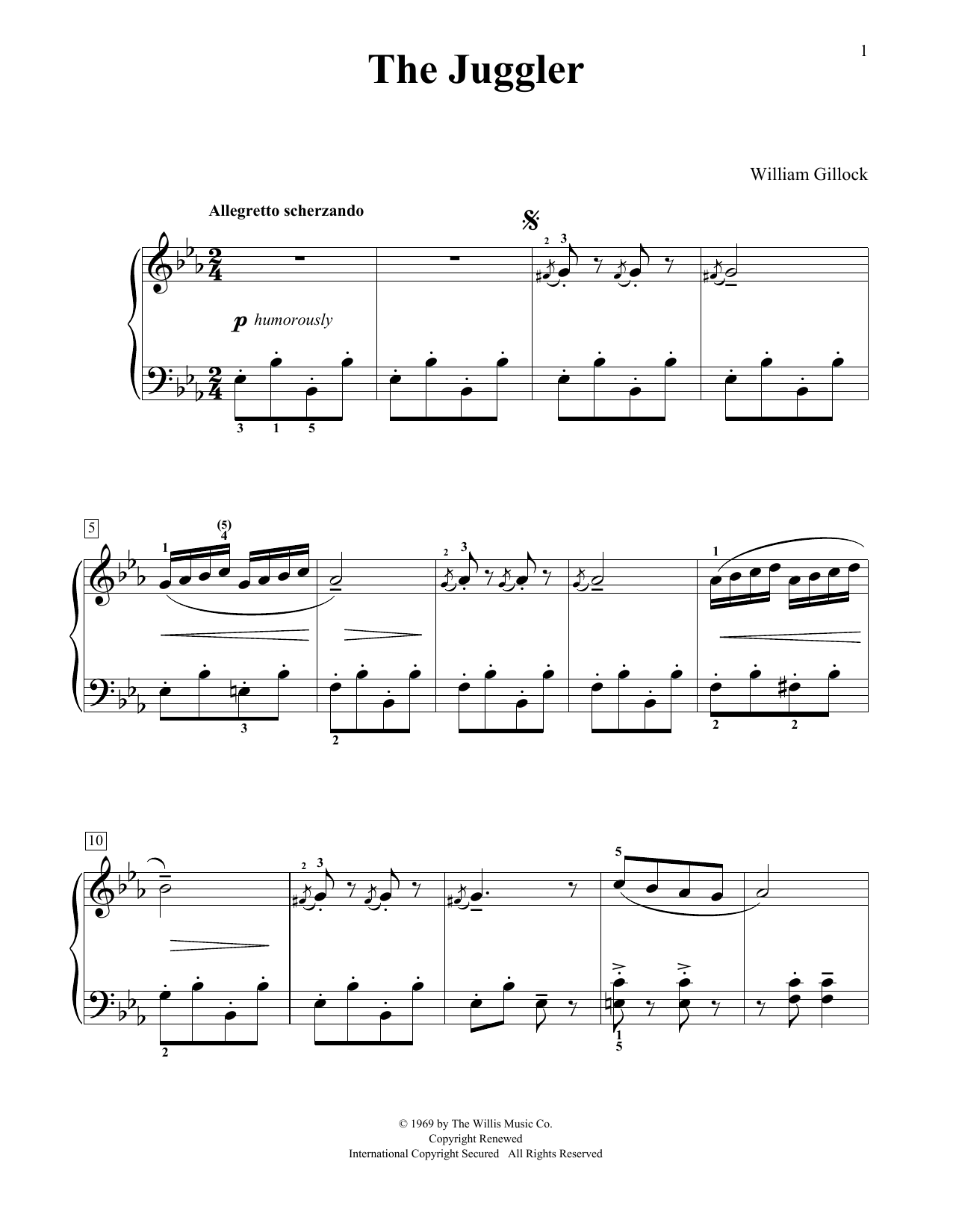 Download William Gillock The Juggler Sheet Music and learn how to play Educational Piano PDF digital score in minutes