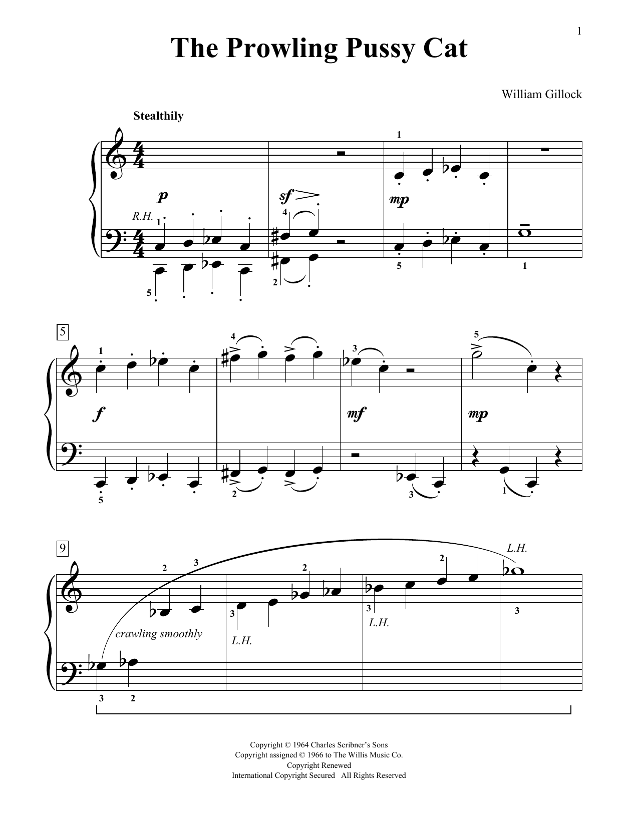 Download William Gillock The Prowling Pussy Cat Sheet Music and learn how to play Educational Piano PDF digital score in minutes