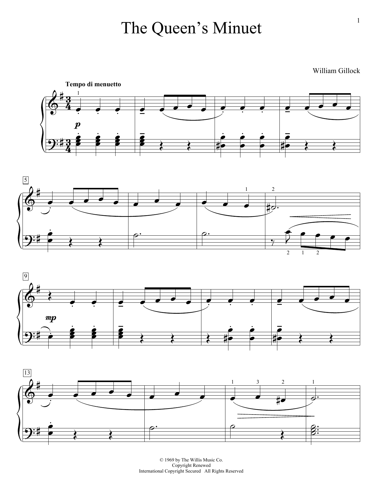 Download William Gillock The Queen's Minuet Sheet Music and learn how to play Educational Piano PDF digital score in minutes
