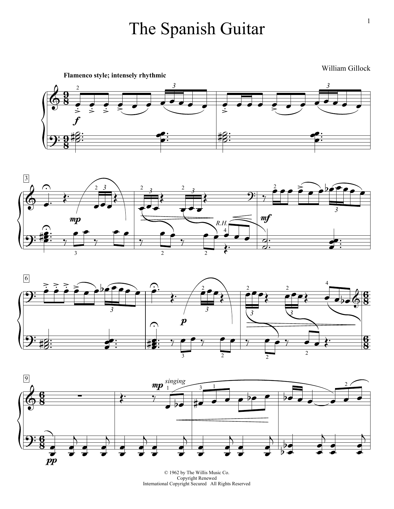 Download William Gillock Spanish Gypsies Sheet Music and learn how to play Easy Piano PDF digital score in minutes