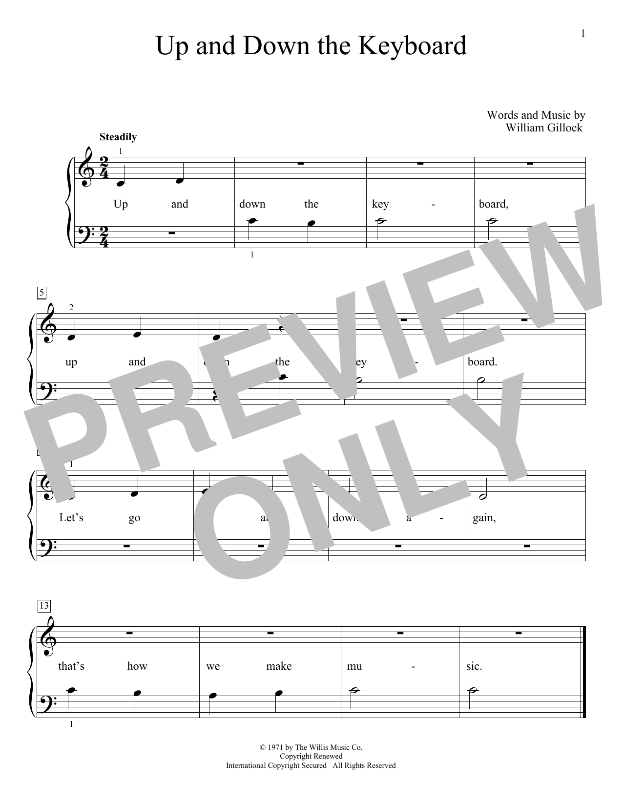 Download William Gillock Up And Down The Keyboard Sheet Music and learn how to play Educational Piano PDF digital score in minutes