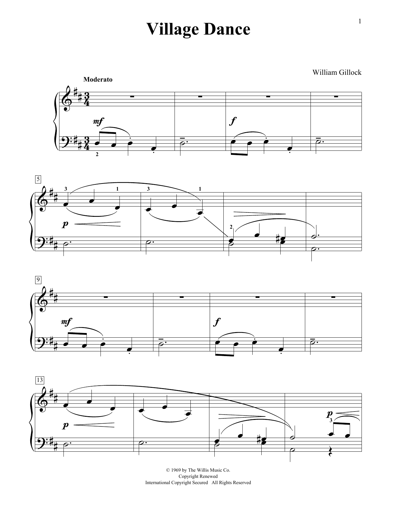 Download William Gillock Village Dance Sheet Music and learn how to play Educational Piano PDF digital score in minutes