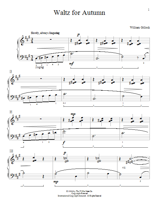 Download William Gillock Waltz For Autumn Sheet Music and learn how to play Easy Piano PDF digital score in minutes