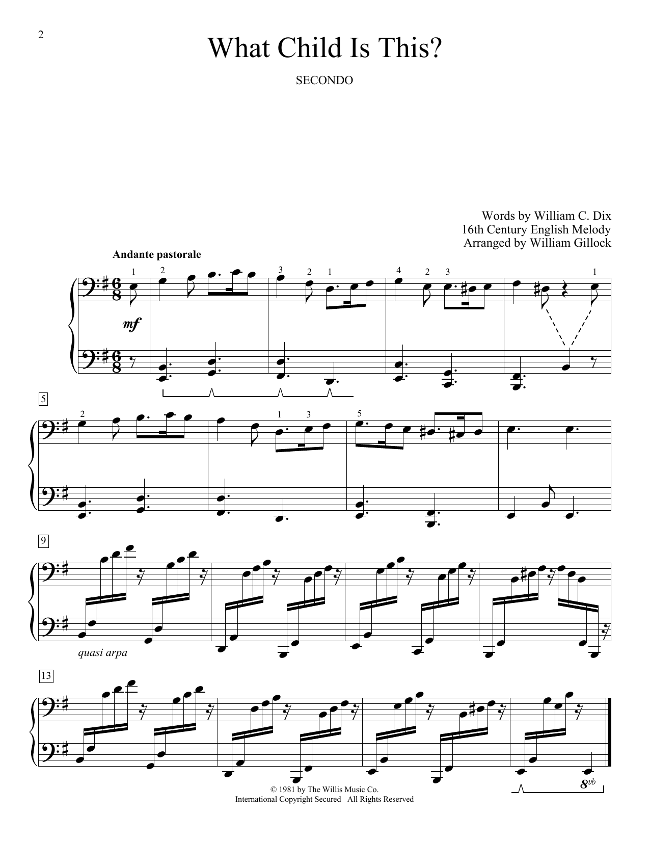 Download William Gillock What Child Is This? Sheet Music and learn how to play Piano Duet PDF digital score in minutes