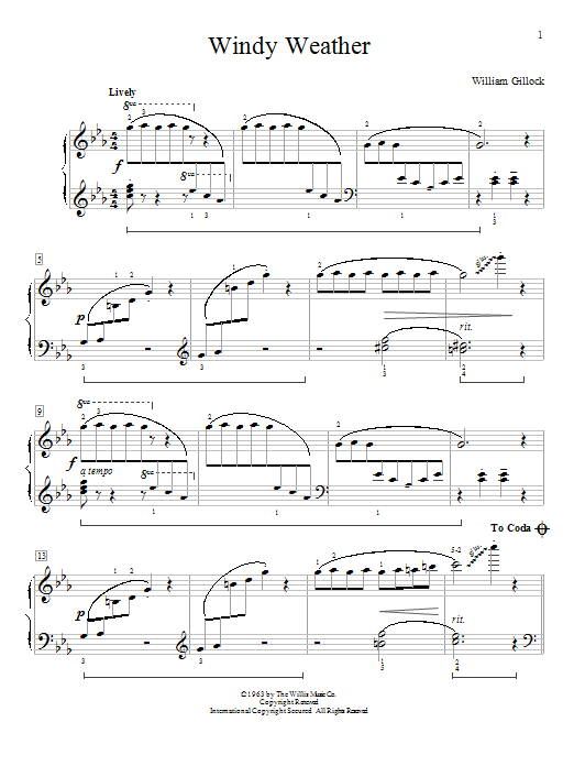 Download William Gillock Windy Weather Sheet Music and learn how to play Easy Piano PDF digital score in minutes