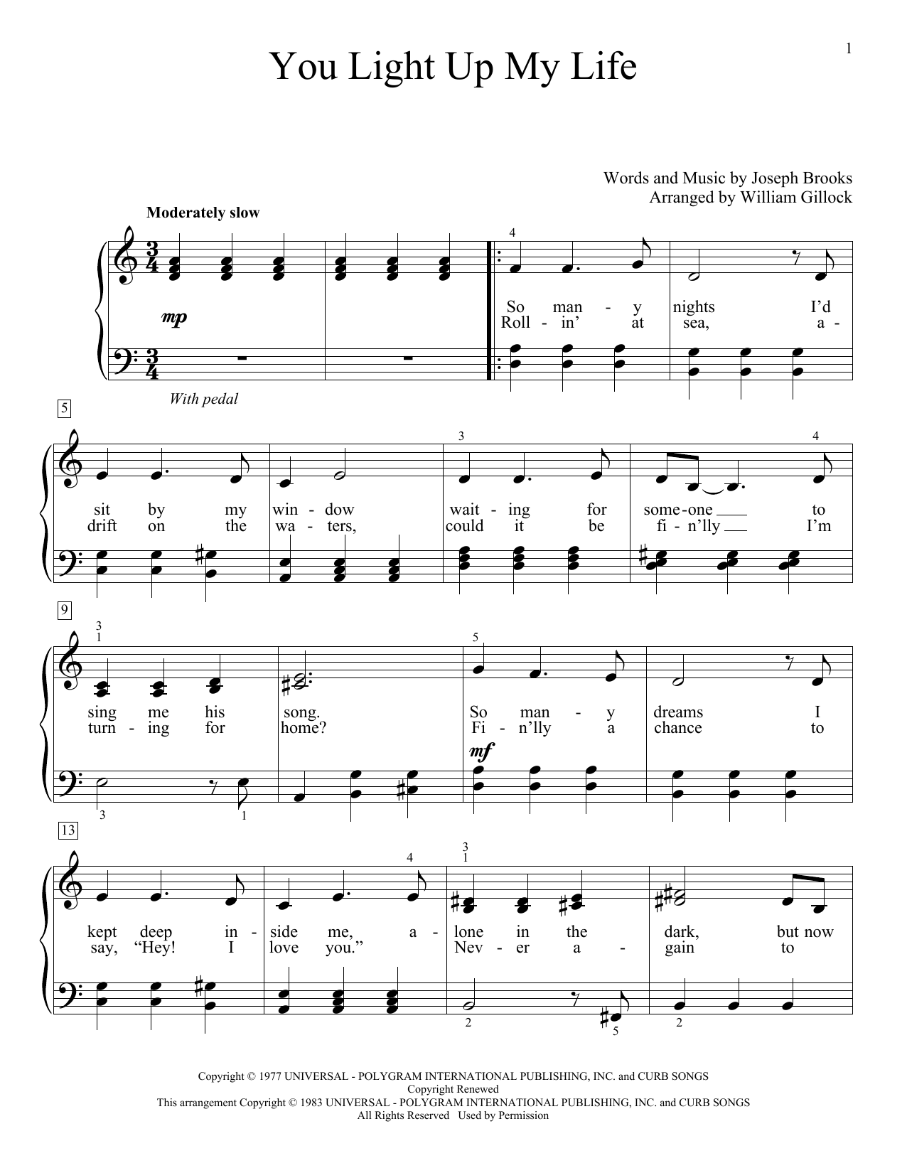 Download William Gillock You Light Up My Life Sheet Music and learn how to play Educational Piano PDF digital score in minutes