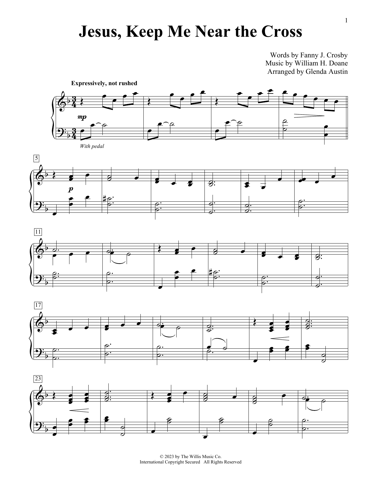 Download William H. Doane Jesus, Keep Me Near The Cross (arr. Glenda Austin) Sheet Music and learn how to play Educational Piano PDF digital score in minutes