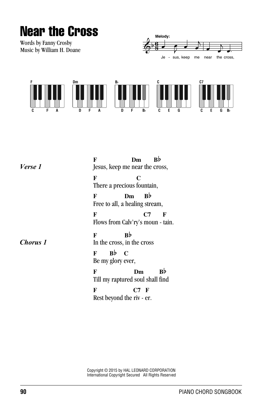 Download William H. Doane Near The Cross Sheet Music and learn how to play Lyrics & Piano Chords PDF digital score in minutes