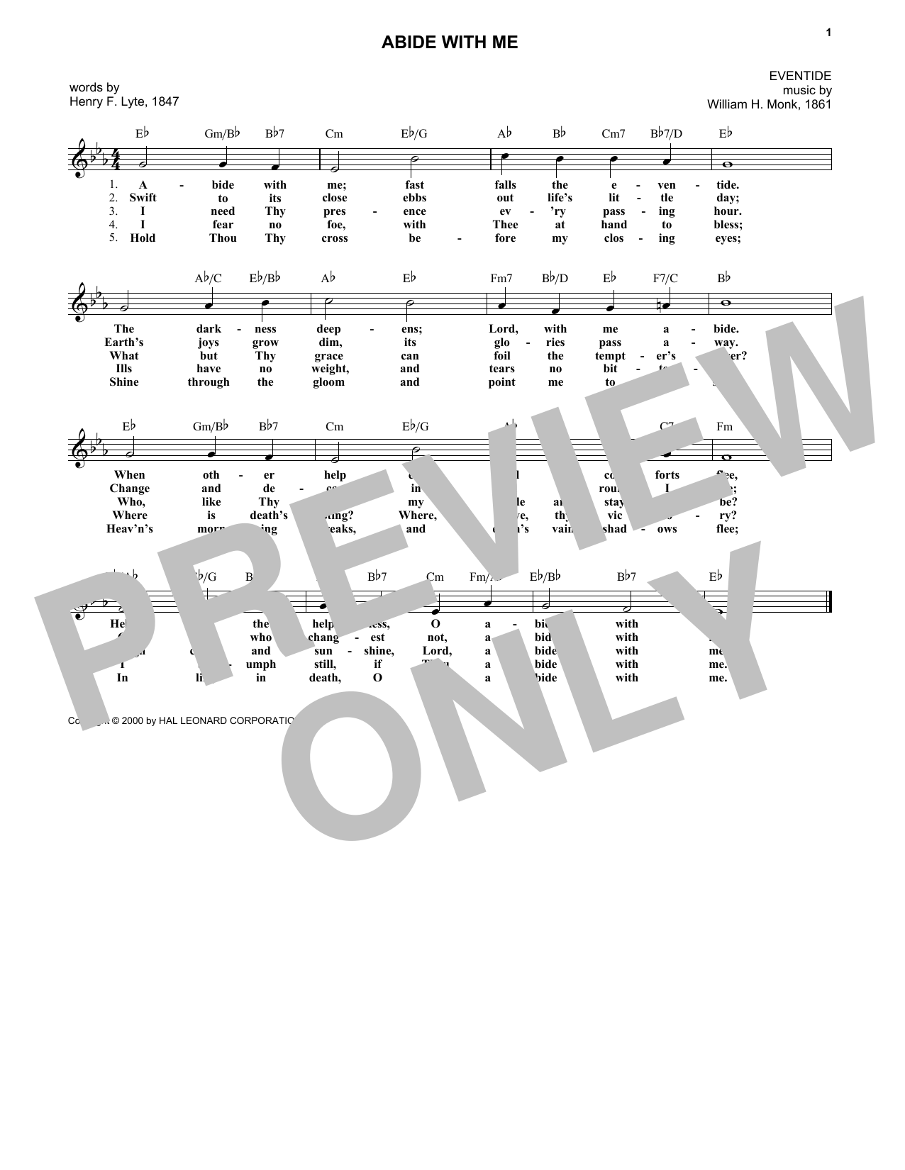 Download William H. Monk Abide With Me Sheet Music and learn how to play Easy Piano PDF digital score in minutes