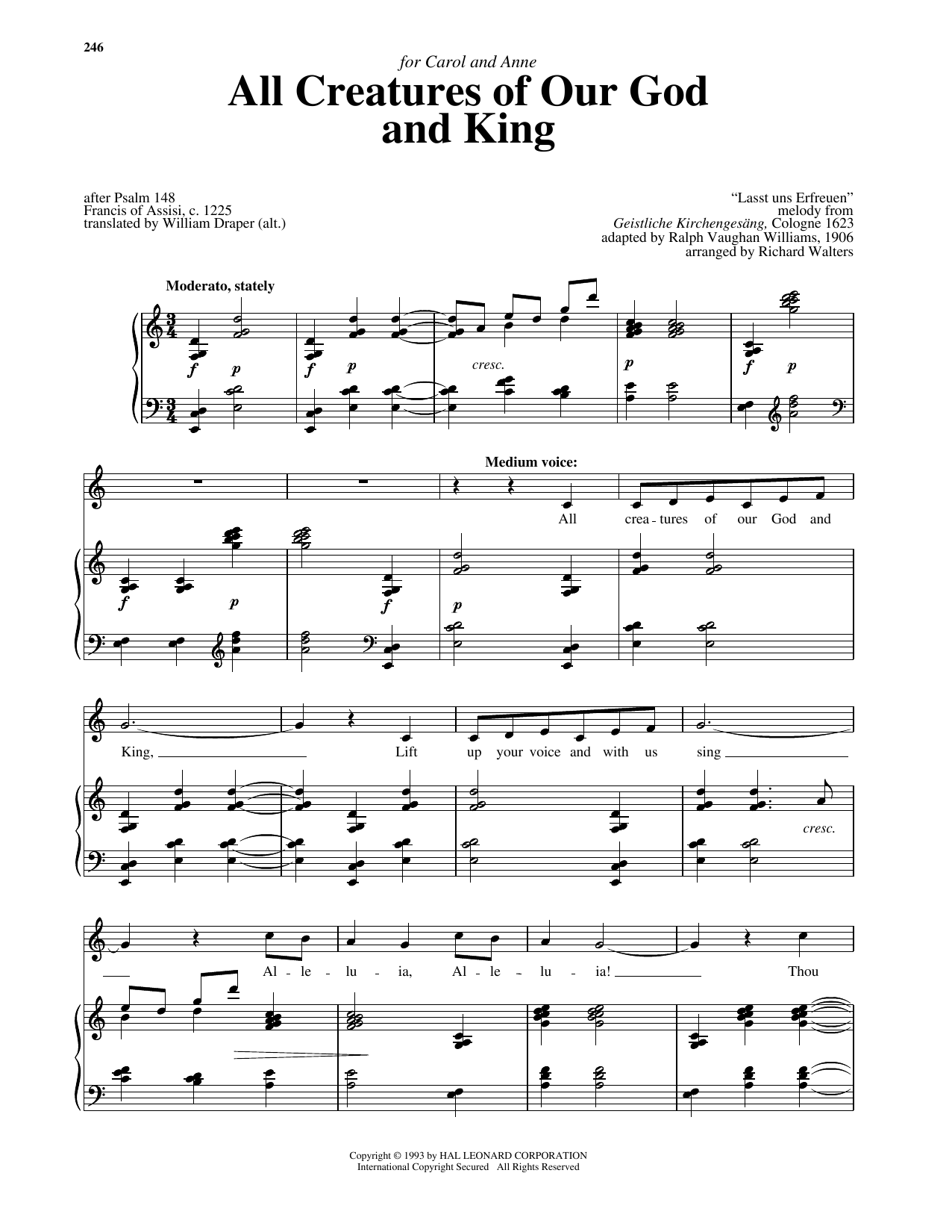 Download William Henry Draper All Creatures Of Our God And King Sheet Music and learn how to play Piano & Vocal PDF digital score in minutes