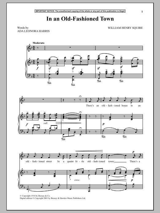 Download William Henry Squire In An Old-Fashioned Town Sheet Music and learn how to play Piano & Vocal PDF digital score in minutes