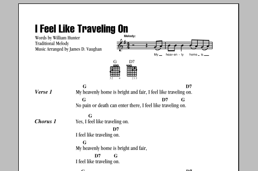 Download William Hunter I Feel Like Traveling On Sheet Music and learn how to play Lyrics & Chords PDF digital score in minutes