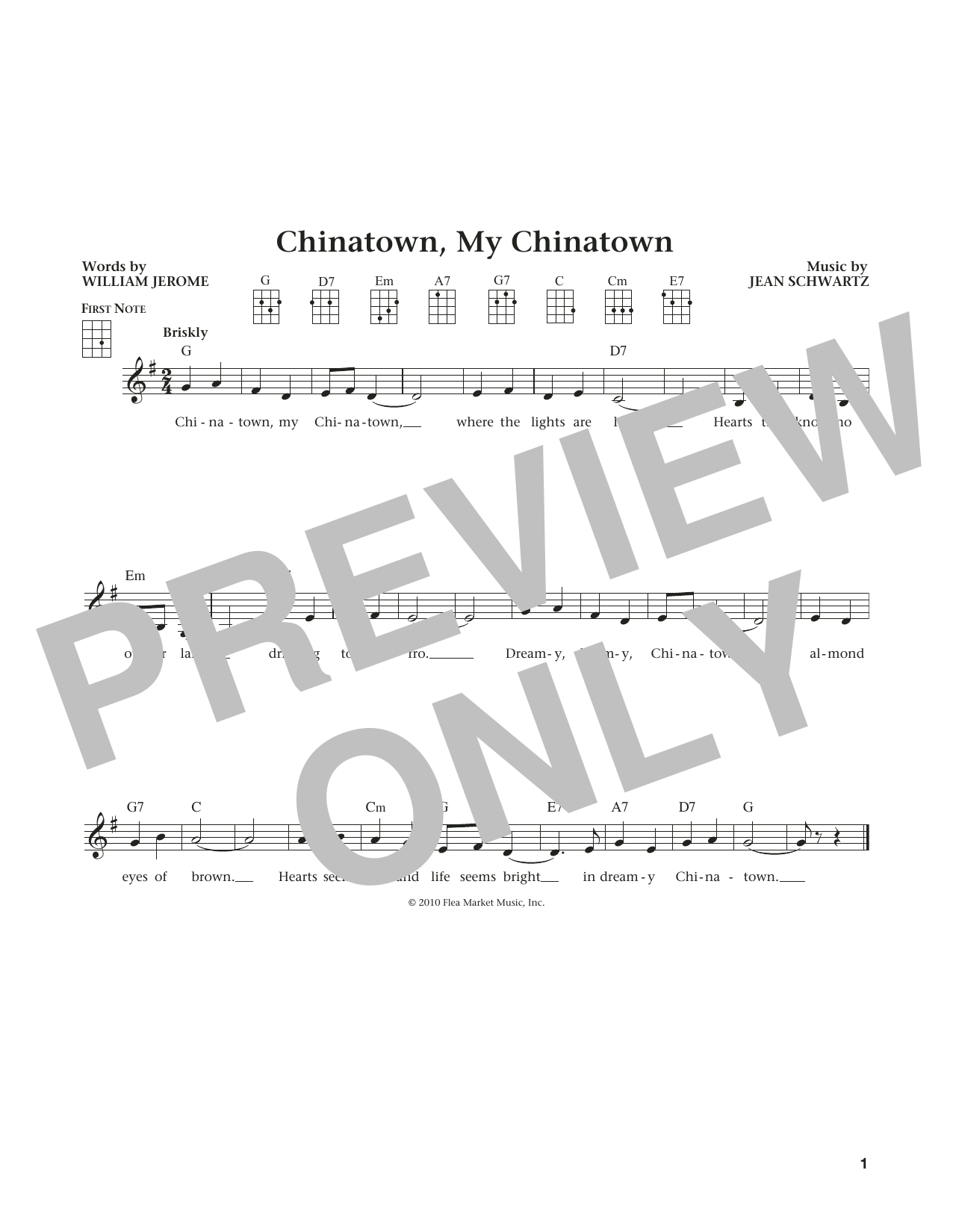 Download William Jerome Chinatown, My Chinatown Sheet Music and learn how to play Ukulele PDF digital score in minutes
