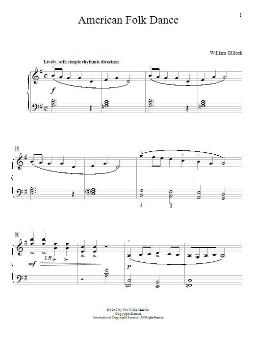 Download William Gillock American Folk Dance Sheet Music and learn how to play Easy Piano PDF digital score in minutes
