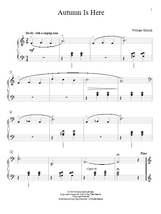 Download William Gillock Autumn Is Here Sheet Music and learn how to play Piano PDF digital score in minutes