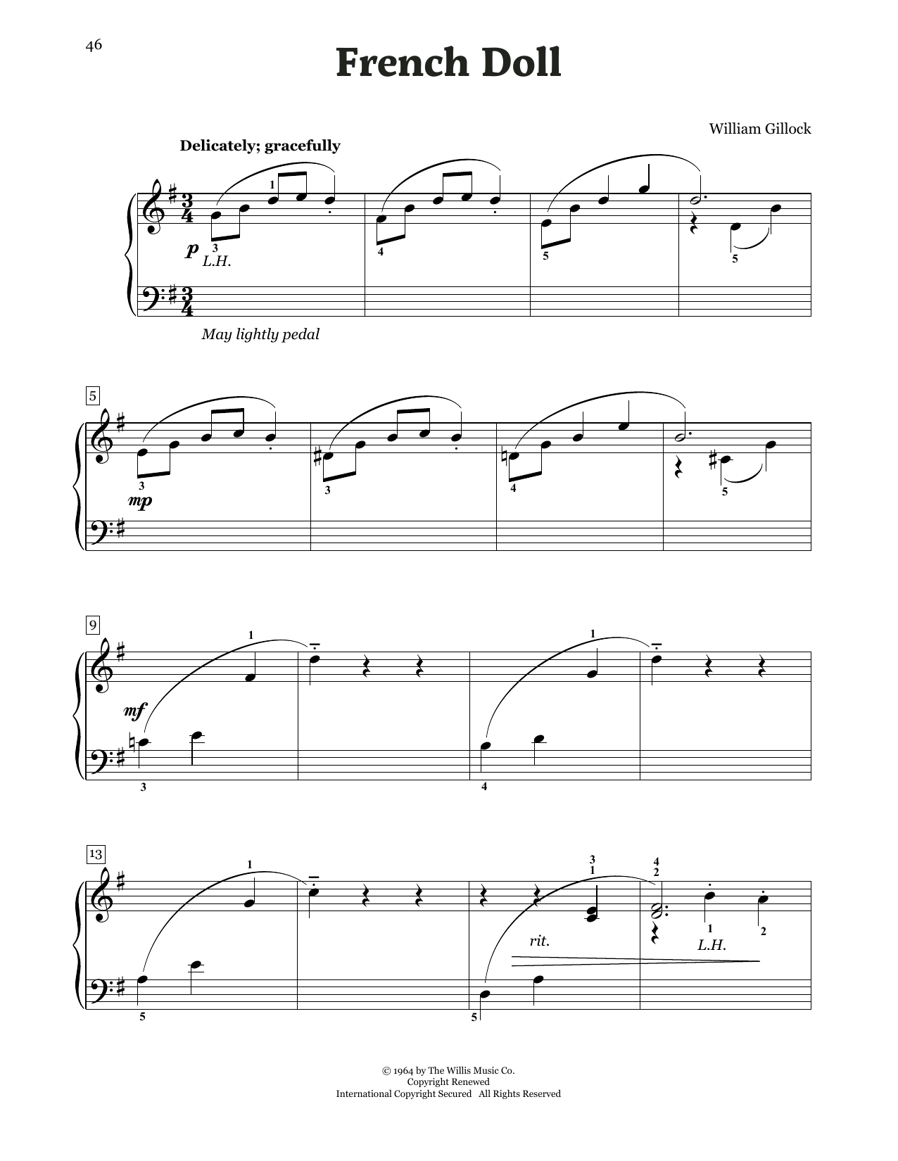 Download William Gillock French Doll Sheet Music and learn how to play Educational Piano PDF digital score in minutes
