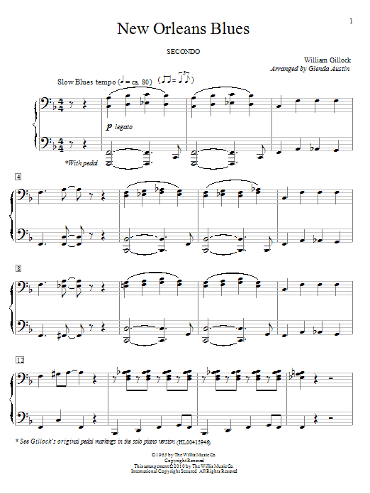 Download William Gillock New Orleans Blues Sheet Music and learn how to play Piano Duet PDF digital score in minutes