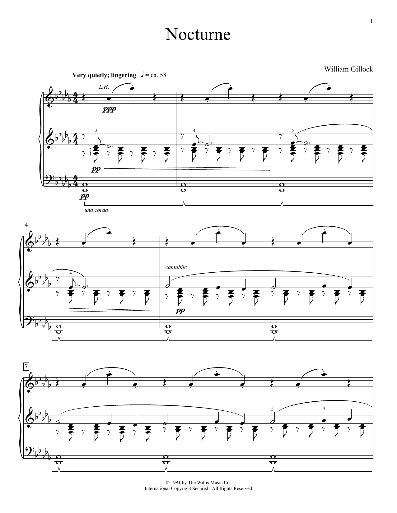 Download William Gillock Nocturne Sheet Music and learn how to play Easy Piano PDF digital score in minutes