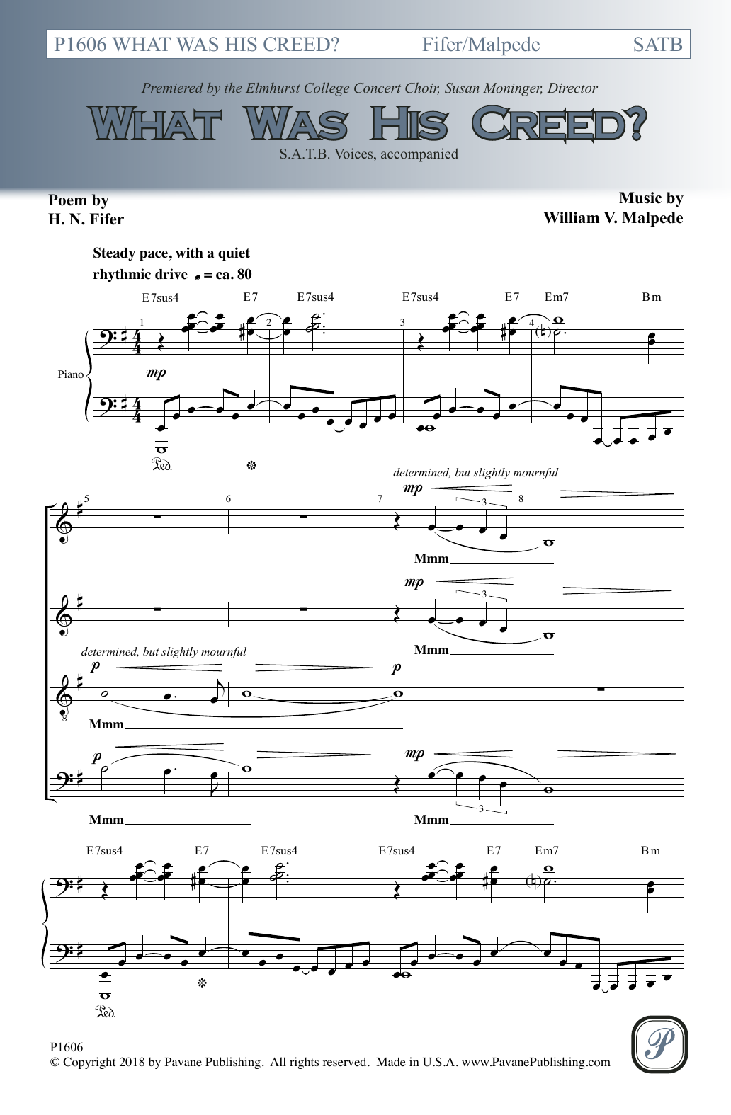 Download William Malpede What Was His Creed Sheet Music and learn how to play SATB Choir PDF digital score in minutes
