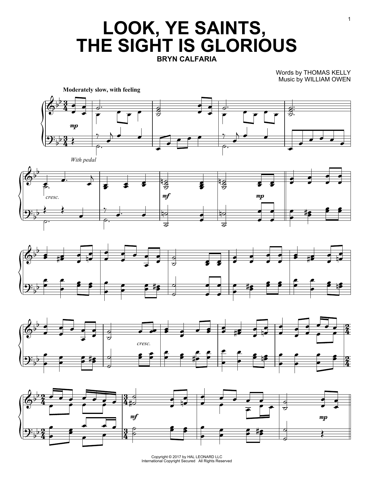 Download William Owen Look, Ye Saints, The Sight Is Glorious Sheet Music and learn how to play Piano PDF digital score in minutes