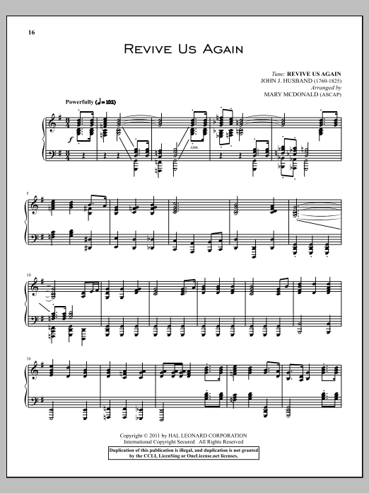 Download William P. MacKay Revive Us Again Sheet Music and learn how to play Piano PDF digital score in minutes