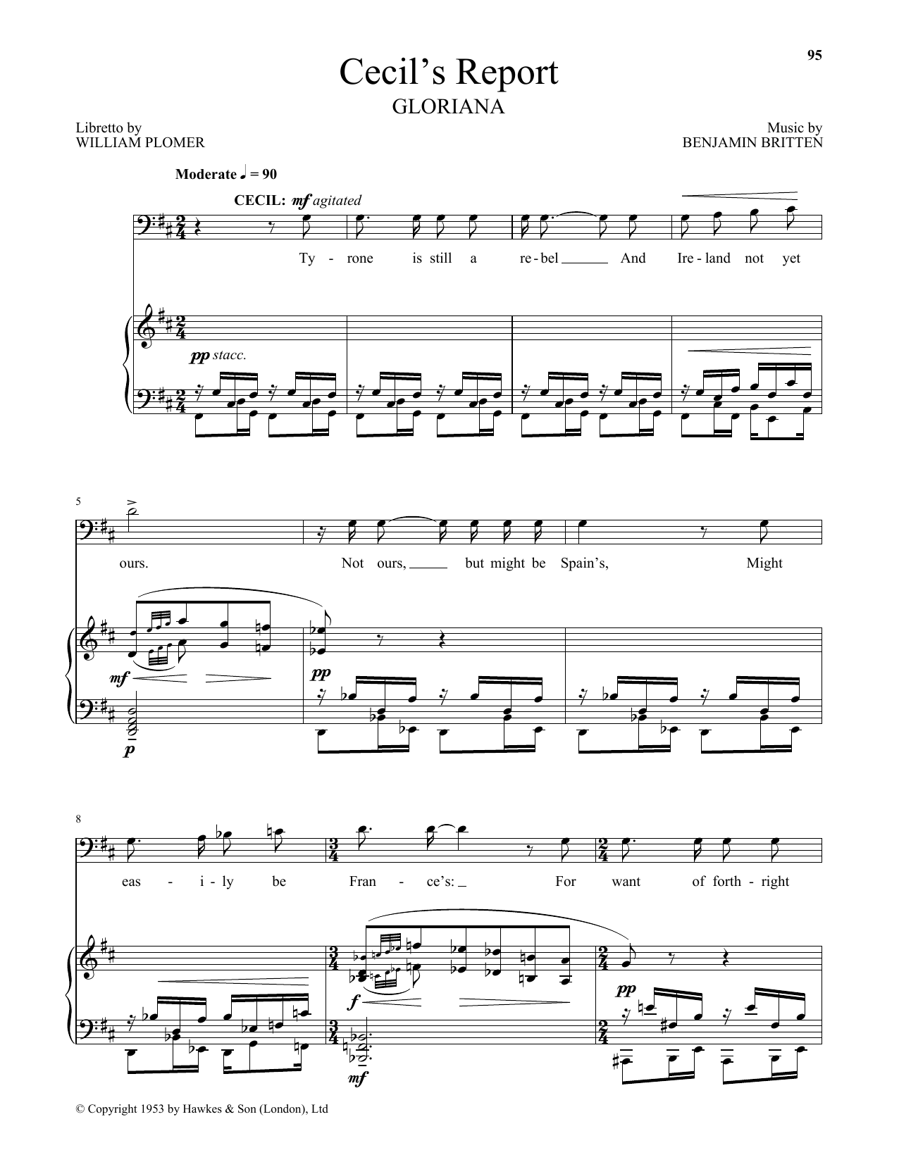 Download William Plomer Cecil's Report Sheet Music and learn how to play Piano & Vocal PDF digital score in minutes