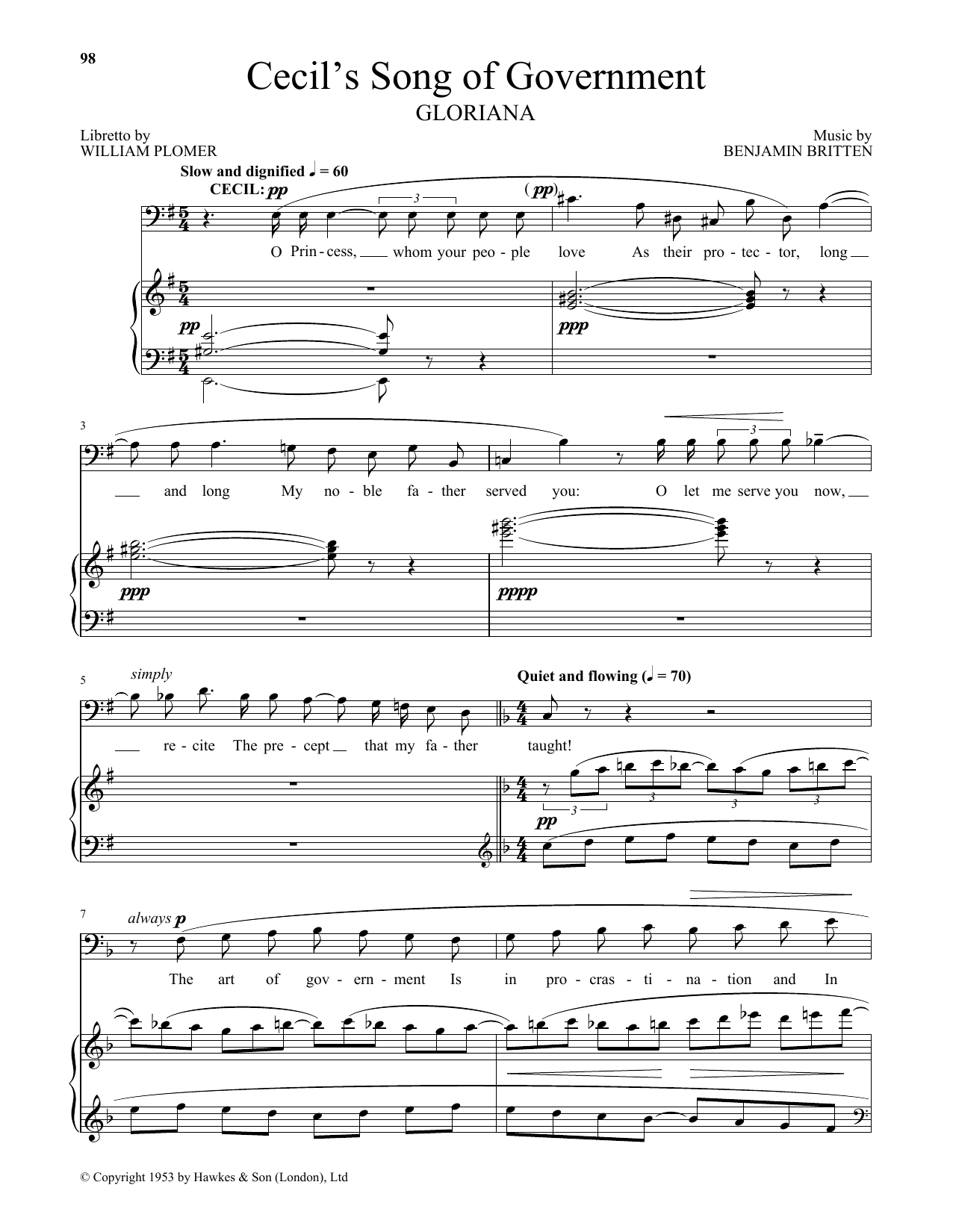 Download William Plomer Cecil's Song Of Government Sheet Music and learn how to play Piano & Vocal PDF digital score in minutes