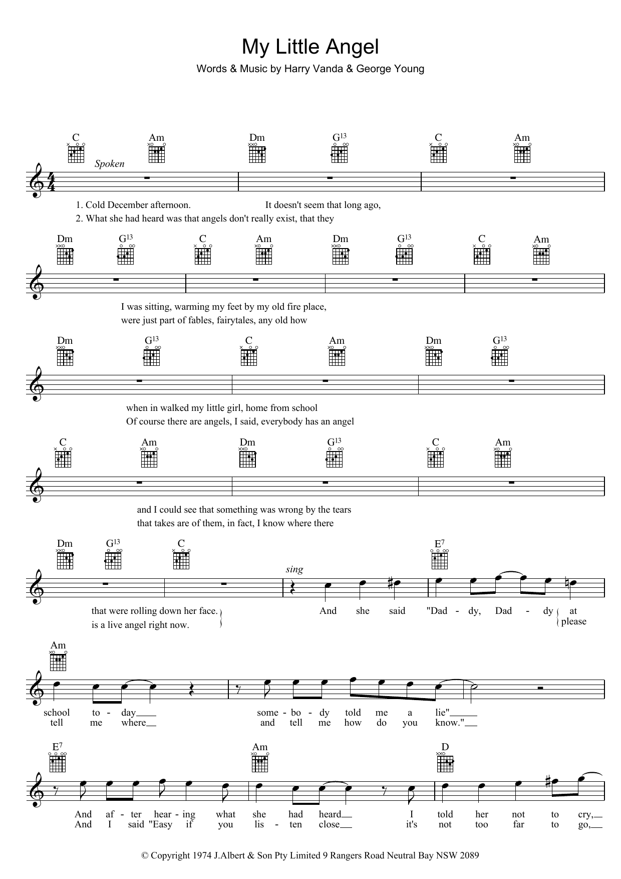 Download William Shakespeare My Little Angel Sheet Music and learn how to play Melody Line, Lyrics & Chords PDF digital score in minutes