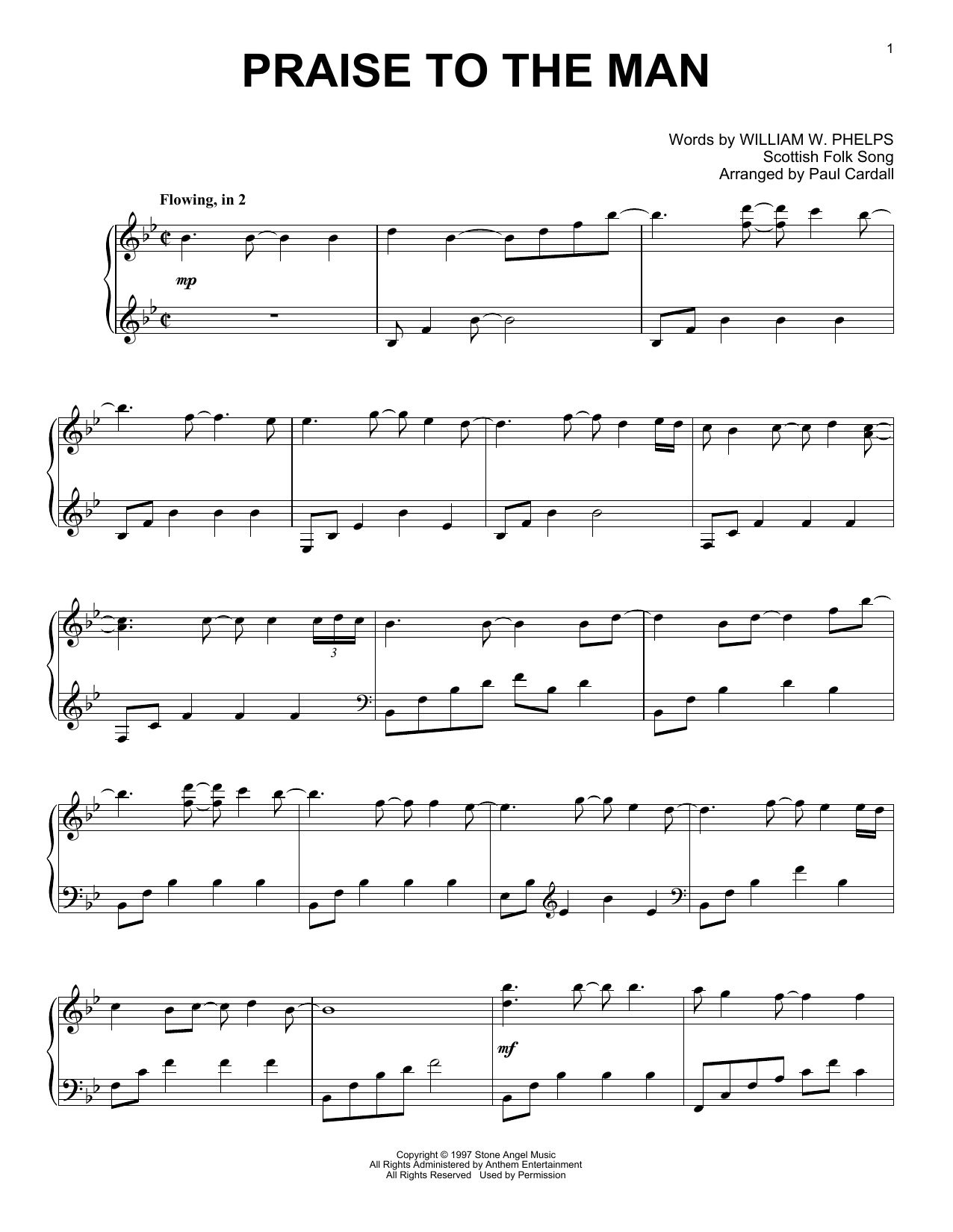 Download William W. Phelps Praise To The Man (arr. Paul Cardall) Sheet Music and learn how to play Piano Solo PDF digital score in minutes