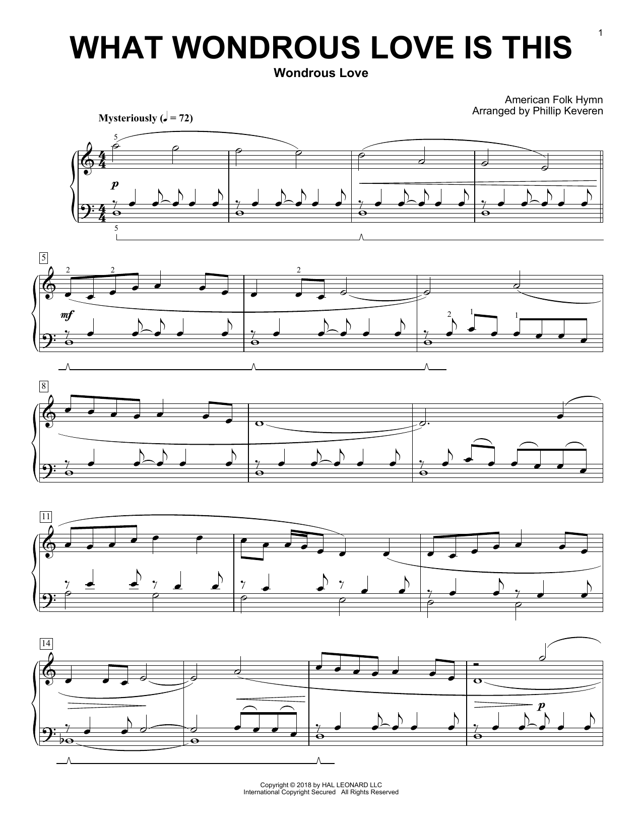 Download William Walker What Wondrous Love Is This (arr. Phillip Keveren) Sheet Music and learn how to play Piano Solo PDF digital score in minutes