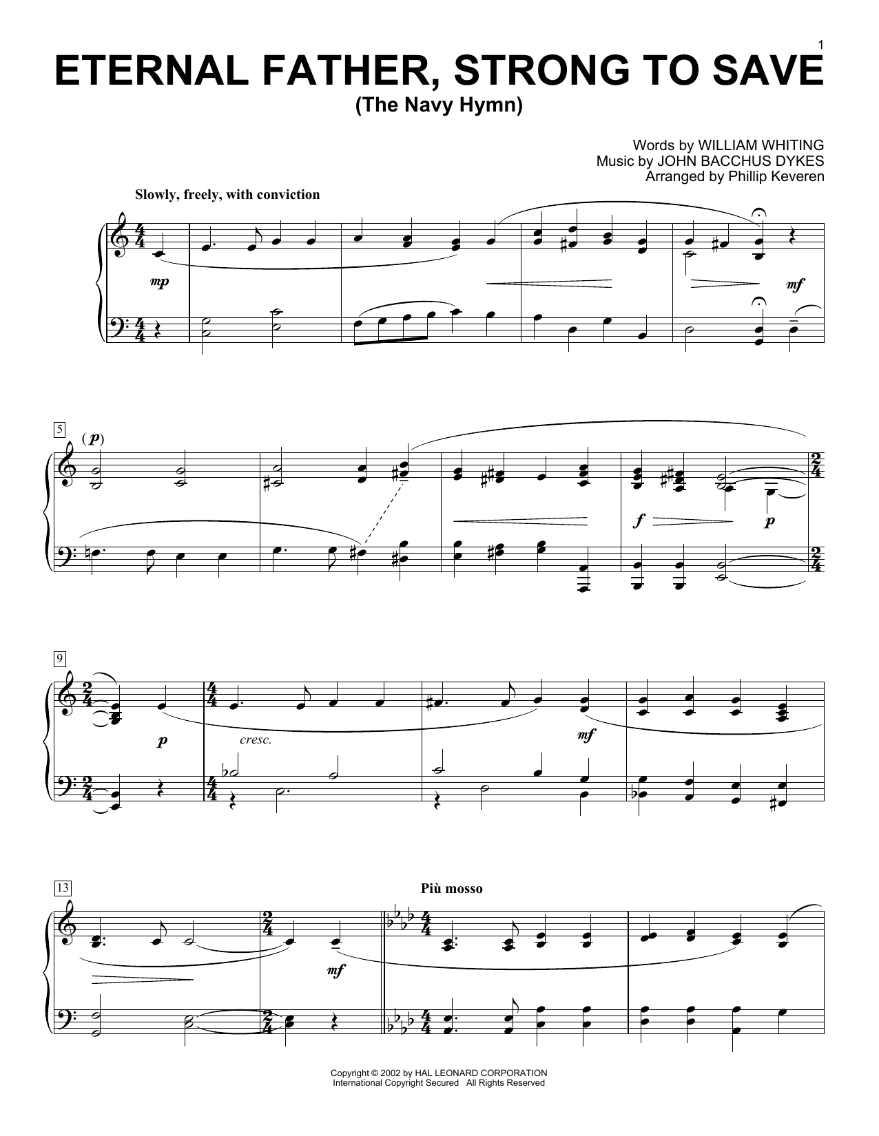 Download John B. Dykes Eternal Father, Strong To Save Sheet Music and learn how to play Piano PDF digital score in minutes