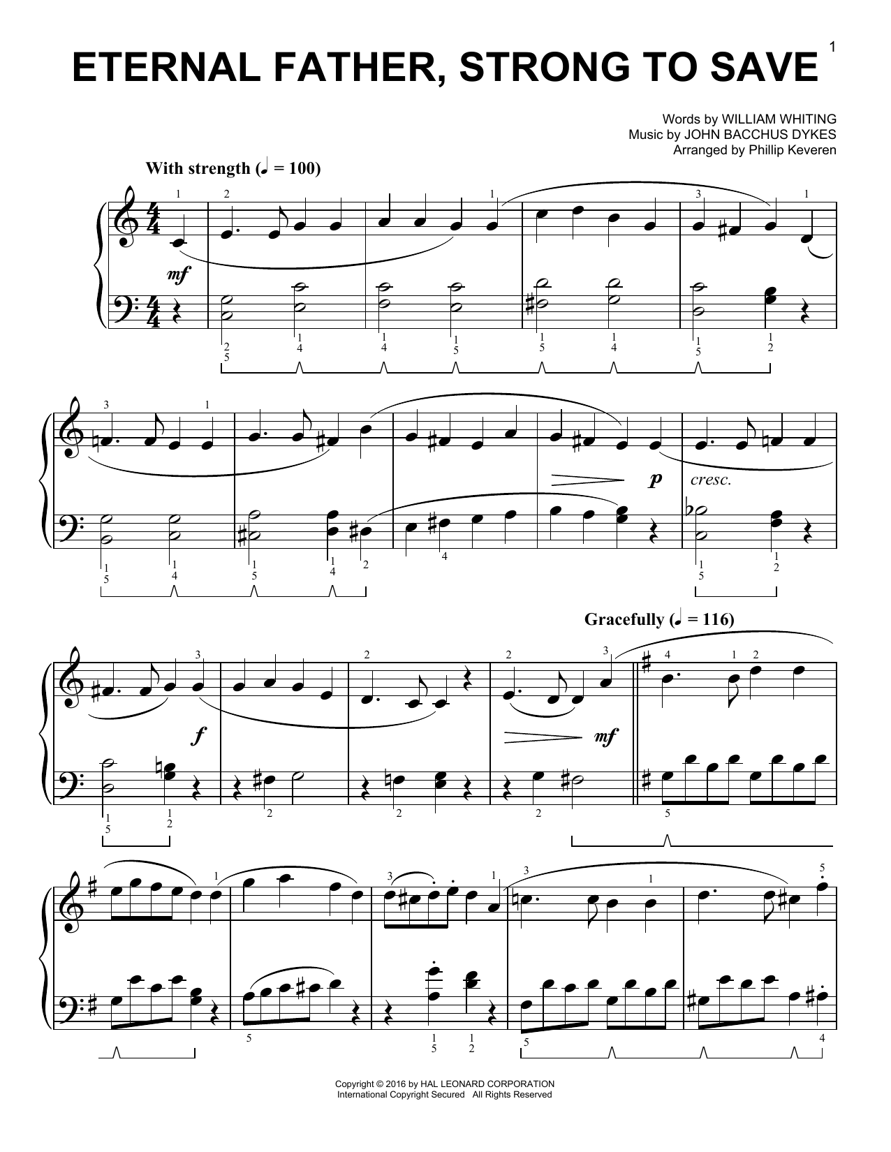 Download Phillip Keveren Eternal Father, Strong To Save Sheet Music and learn how to play Easy Piano PDF digital score in minutes