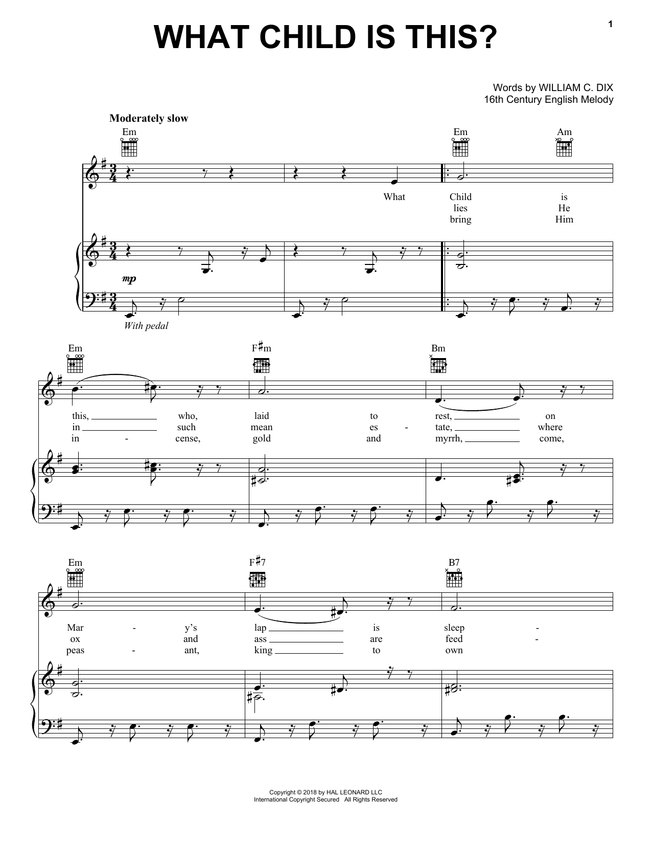 Download William C. Dix Sheet Music and learn how to play Piano, Vocal & Guitar (Right-Hand Melody) PDF score in minutes