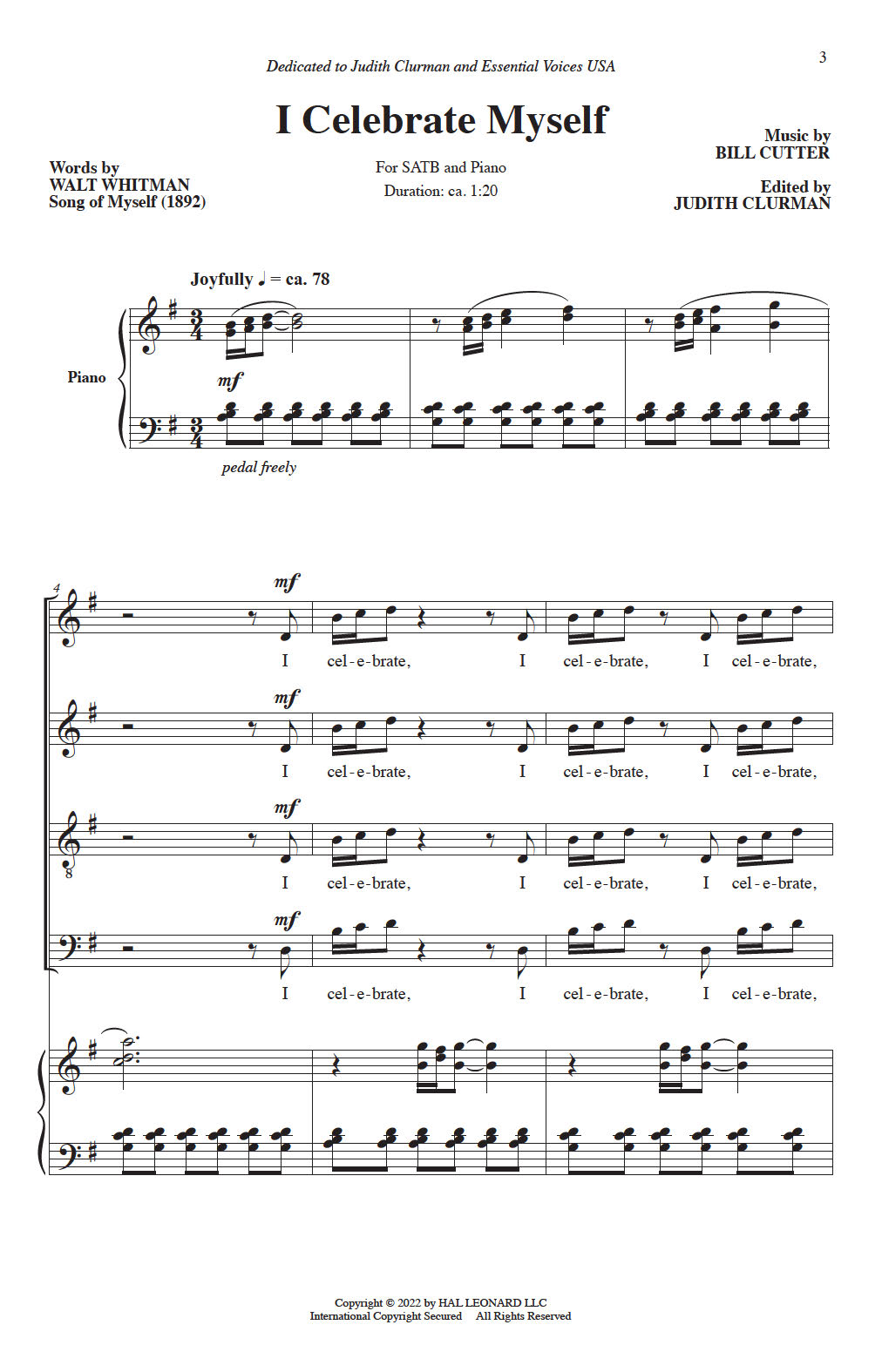 Download William Cutter Sheet Music and learn how to play SATB Choir PDF score in minutes