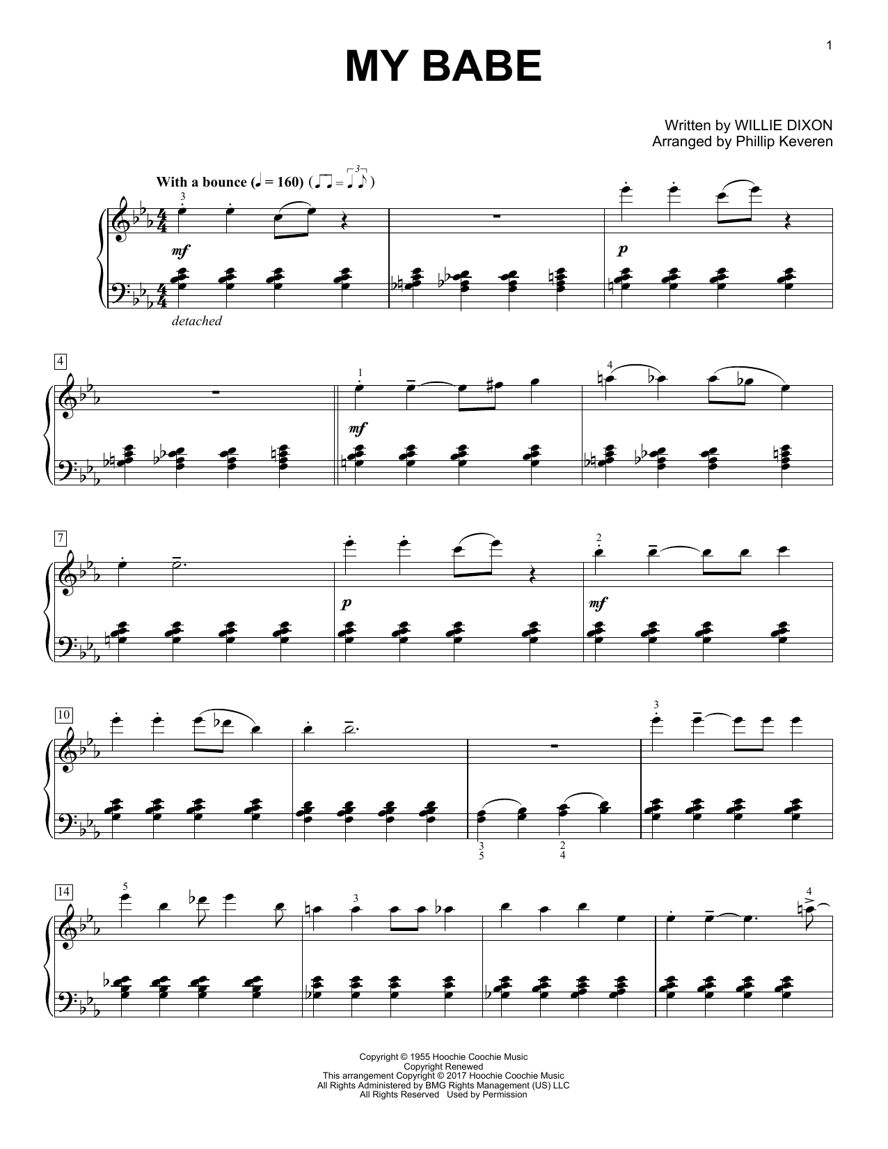 Download Willie Dixon My Babe (arr. Phillip Keveren) Sheet Music and learn how to play Piano Solo PDF digital score in minutes
