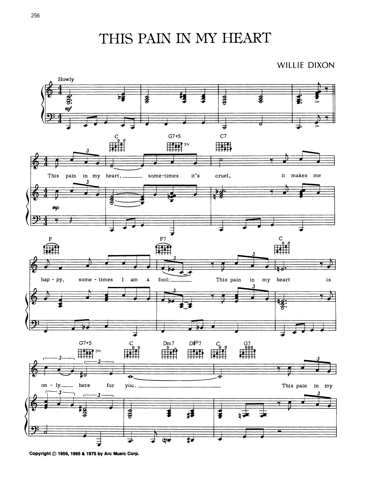 Download Willie Dixon This Pain In My Heart Sheet Music and learn how to play Piano, Vocal & Guitar Chords (Right-Hand Melody) PDF digital score in minutes