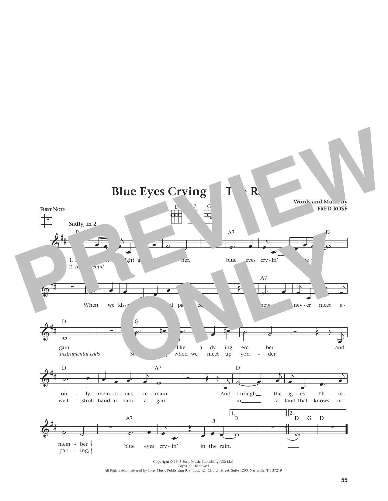 Download Willie Nelson Blue Eyes Crying In The Rain (from The Daily Ukulele) (arr. Jim Beloff) Sheet Music and learn how to play Ukulele PDF digital score in minutes