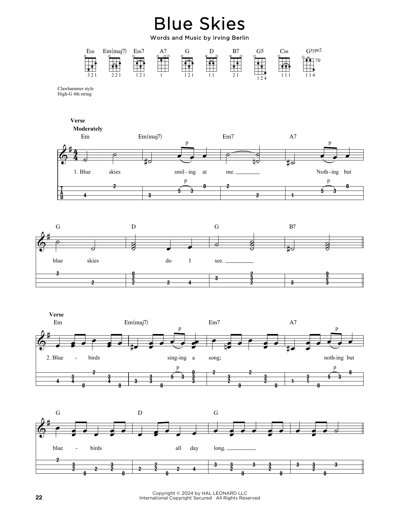 Download Willie Nelson Blue Skies (arr. Jim Schustedt) Sheet Music and learn how to play Ukulele PDF digital score in minutes