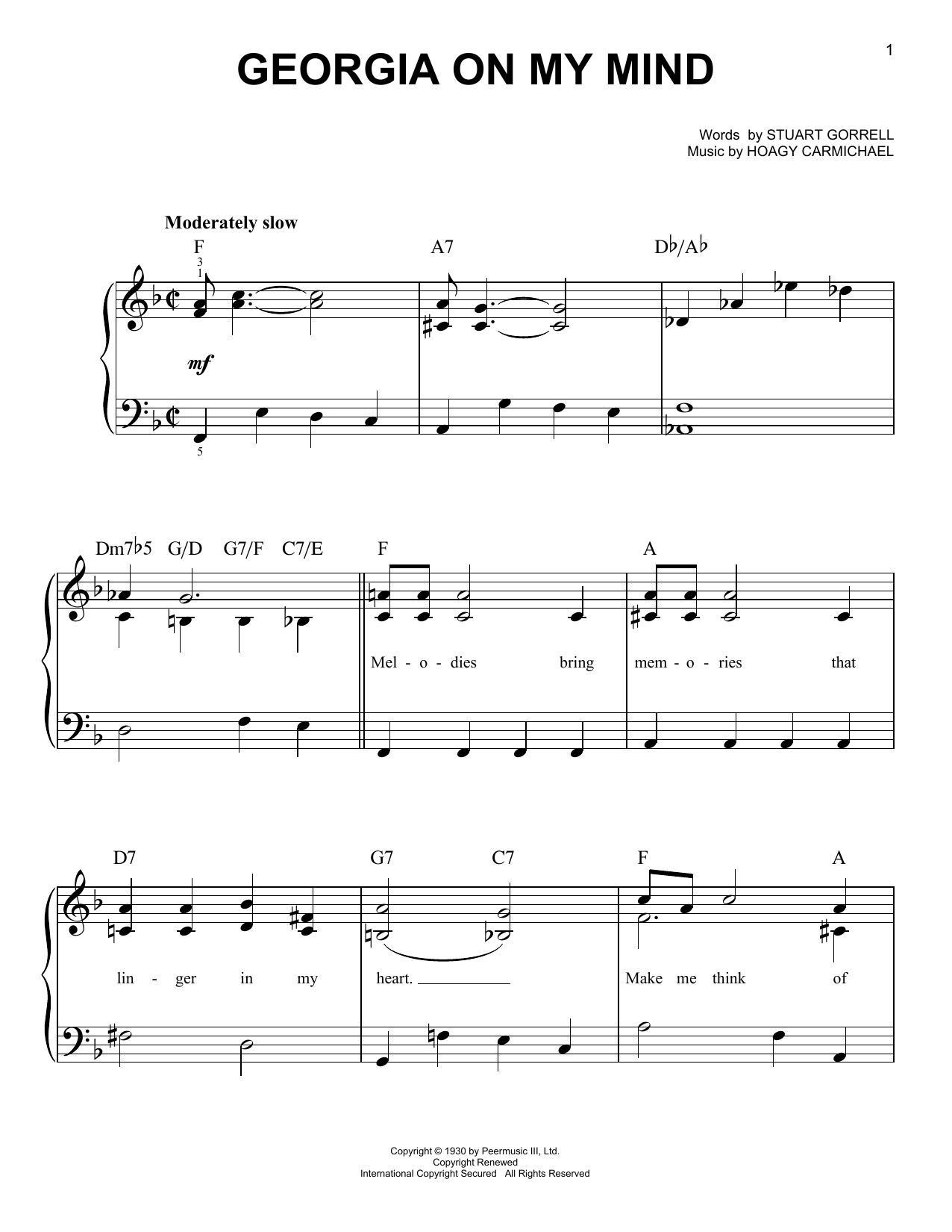 Download Willie Nelson Georgia On My Mind Sheet Music and learn how to play Lyrics & Chords PDF digital score in minutes