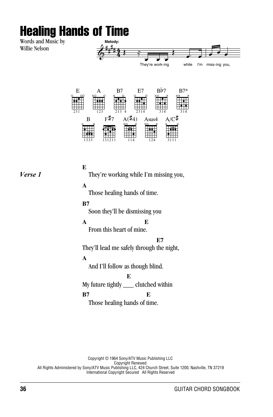 Download Willie Nelson Healing Hands Of Time Sheet Music and learn how to play Lyrics & Chords PDF digital score in minutes