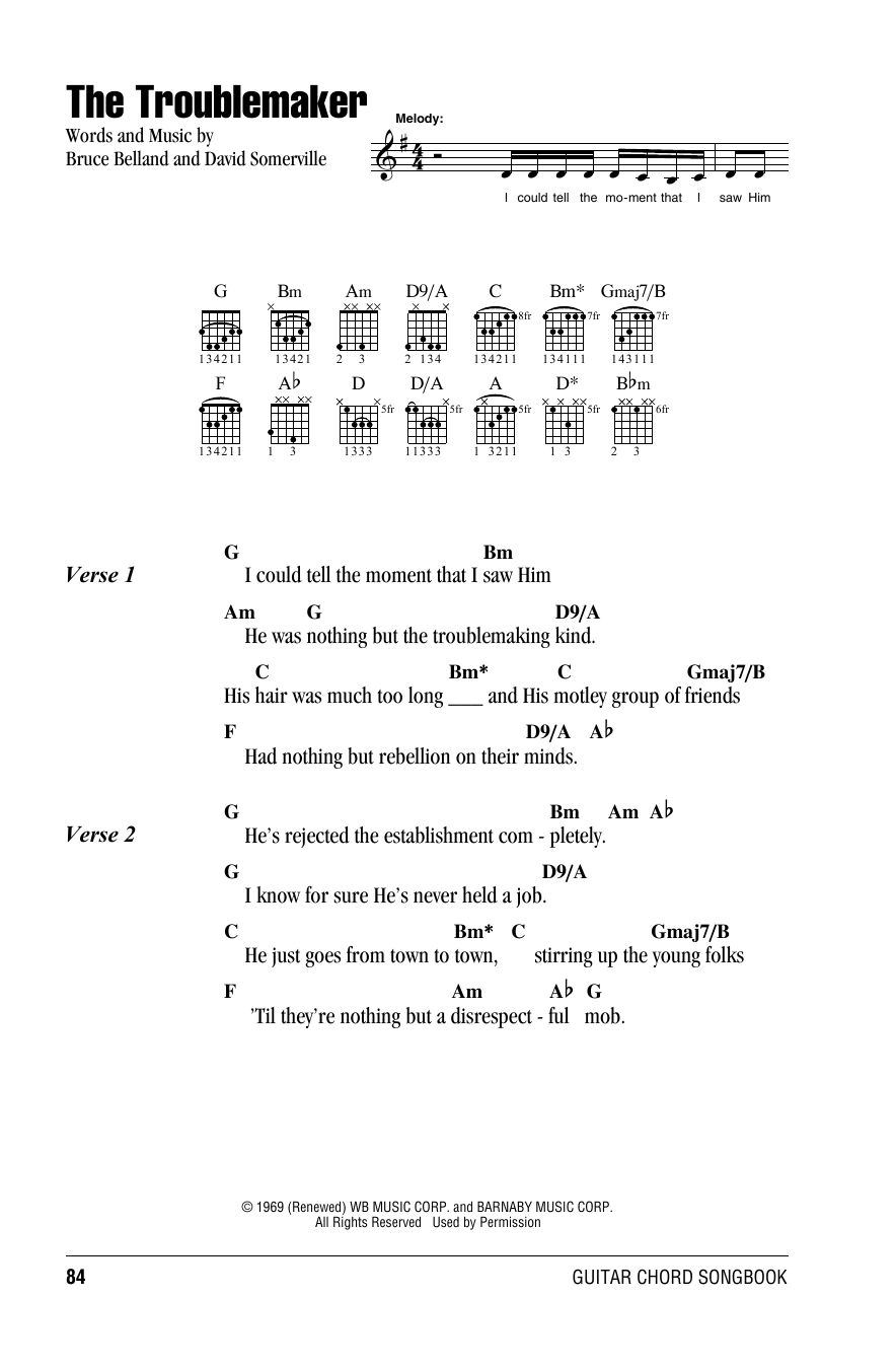 Download Willie Nelson The Troublemaker Sheet Music and learn how to play Lyrics & Chords PDF digital score in minutes