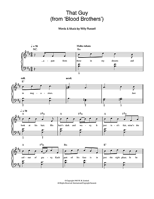 Download Willy Russell That Guy (from Blood Brothers) Sheet Music and learn how to play Easy Piano PDF digital score in minutes