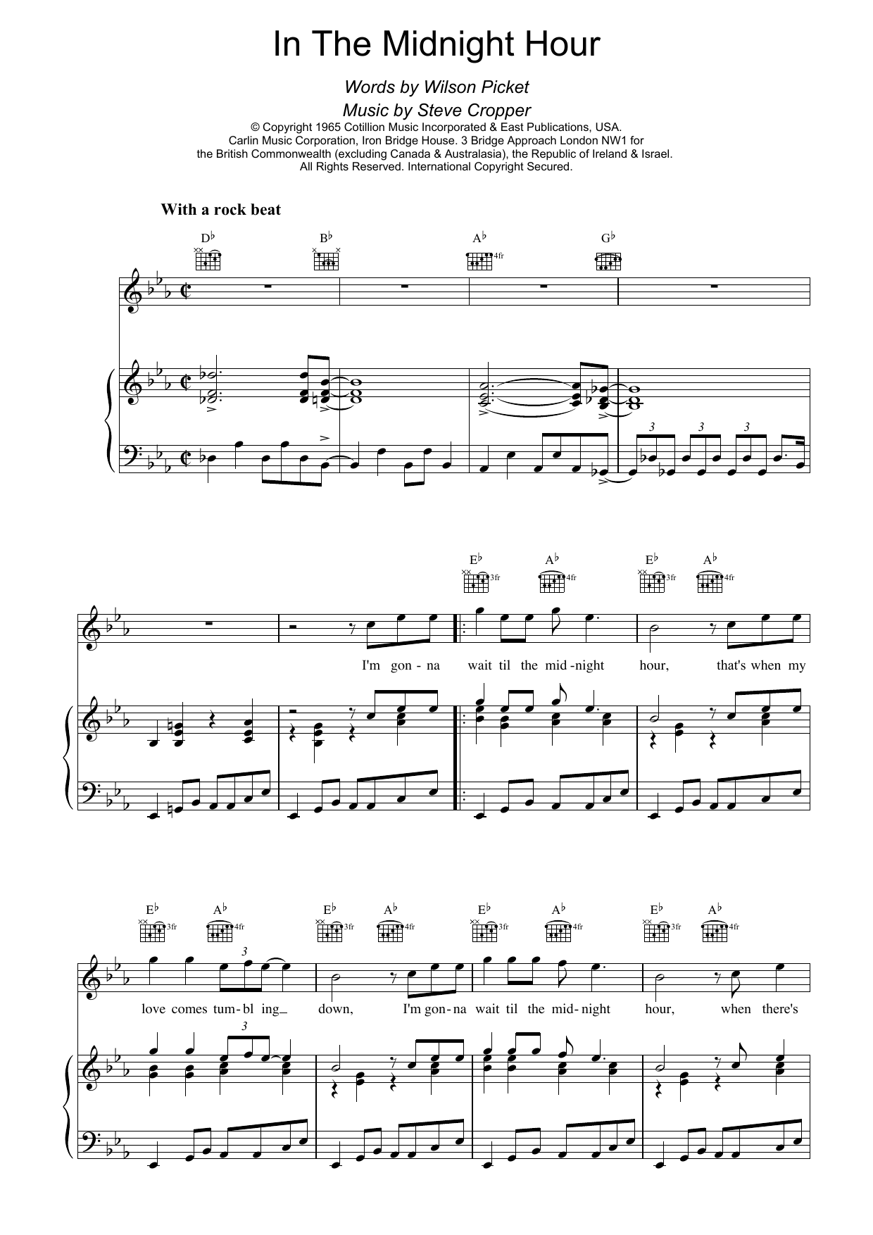 Download Wilson Pickett In The Midnight Hour Sheet Music and learn how to play Alto Saxophone PDF digital score in minutes