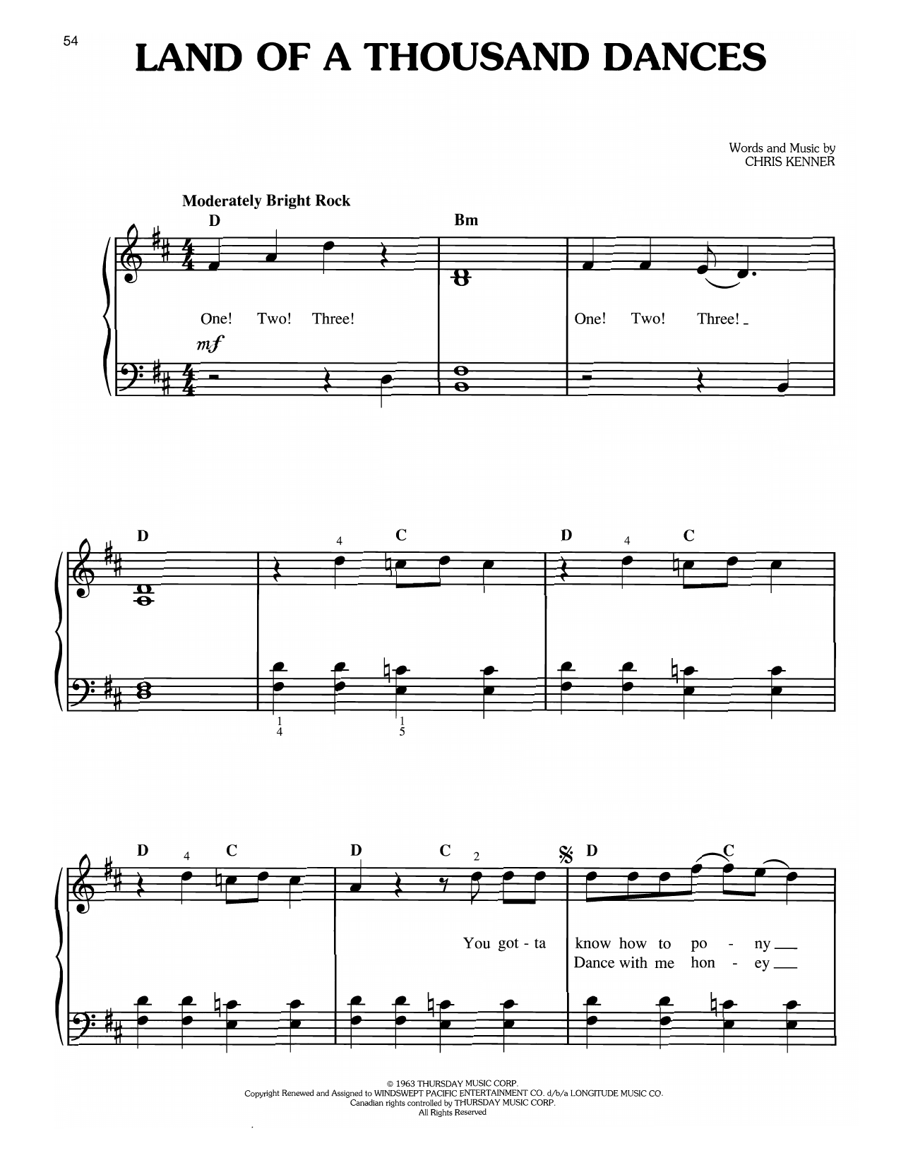 Download Wilson Pickett Land Of A Thousand Dances (from Forrest Gump) Sheet Music and learn how to play Easy Piano PDF digital score in minutes