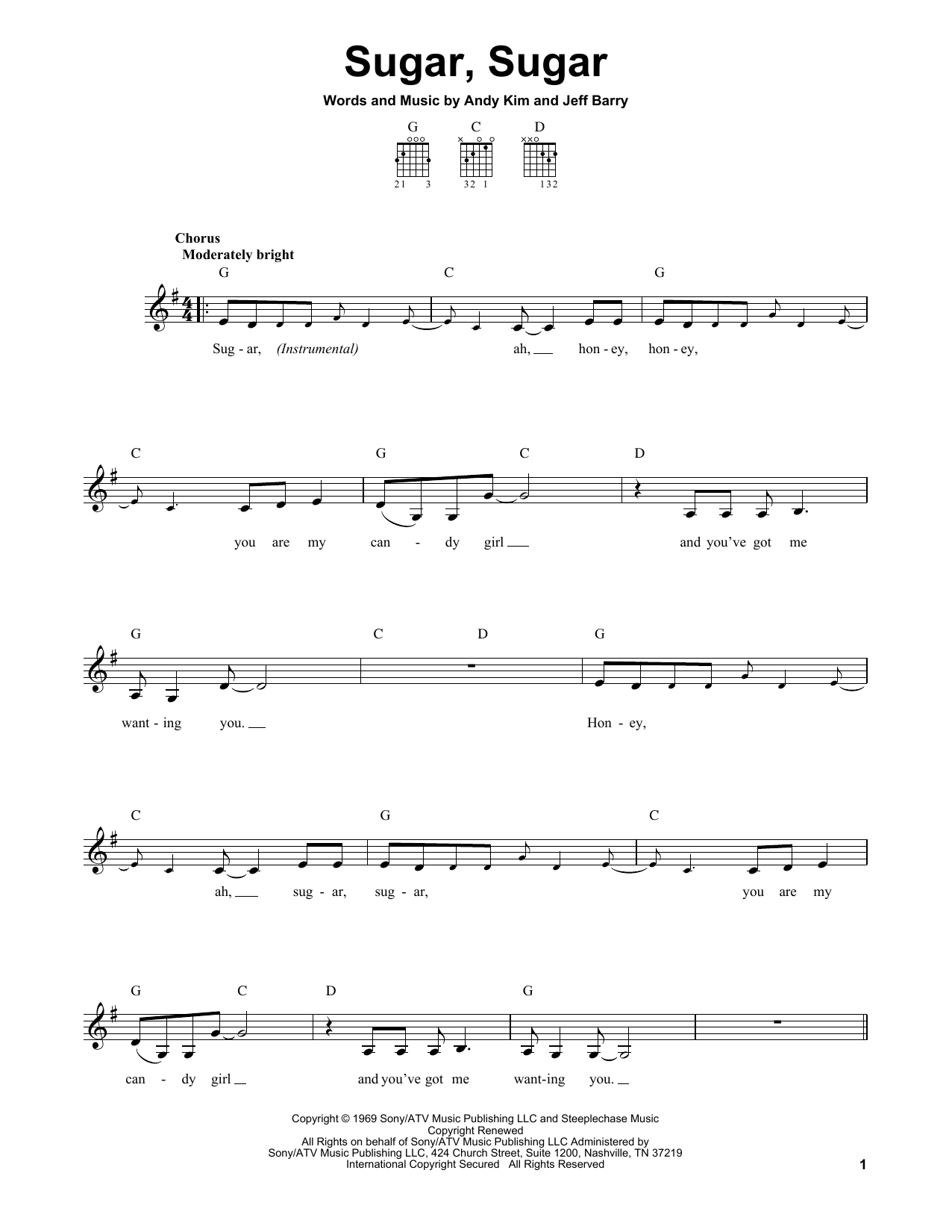Download Wilson Pickett Sugar, Sugar Sheet Music and learn how to play Easy Guitar PDF digital score in minutes