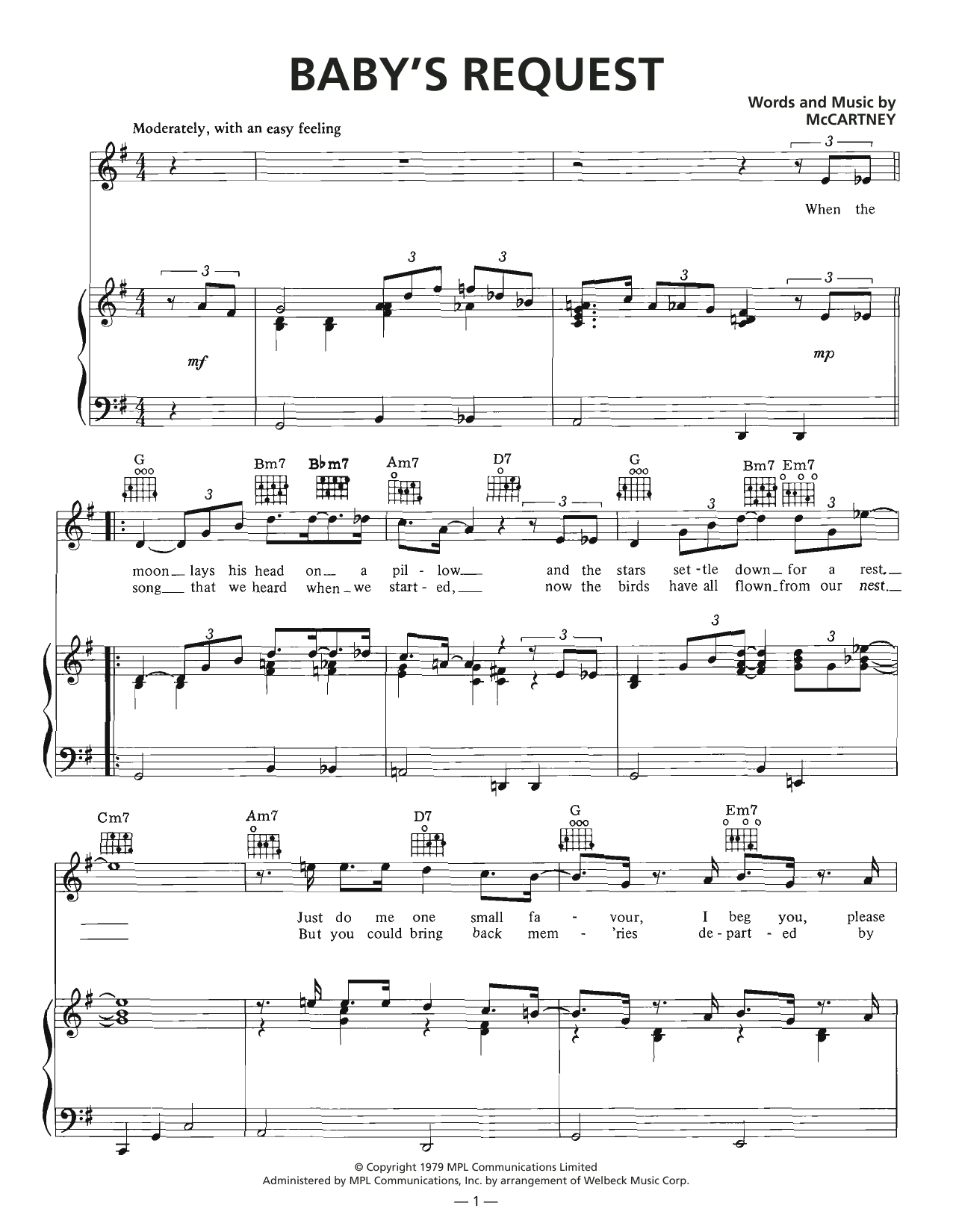 Download Wings Baby's Request Sheet Music and learn how to play Piano, Vocal & Guitar Chords (Right-Hand Melody) PDF digital score in minutes