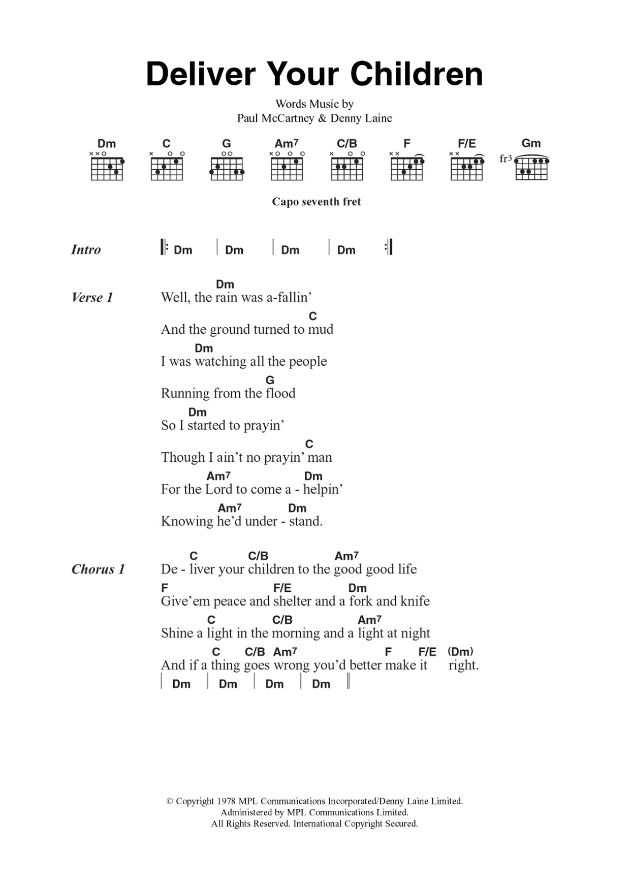 Download Wings Deliver Your Children Sheet Music and learn how to play Guitar Chords/Lyrics PDF digital score in minutes