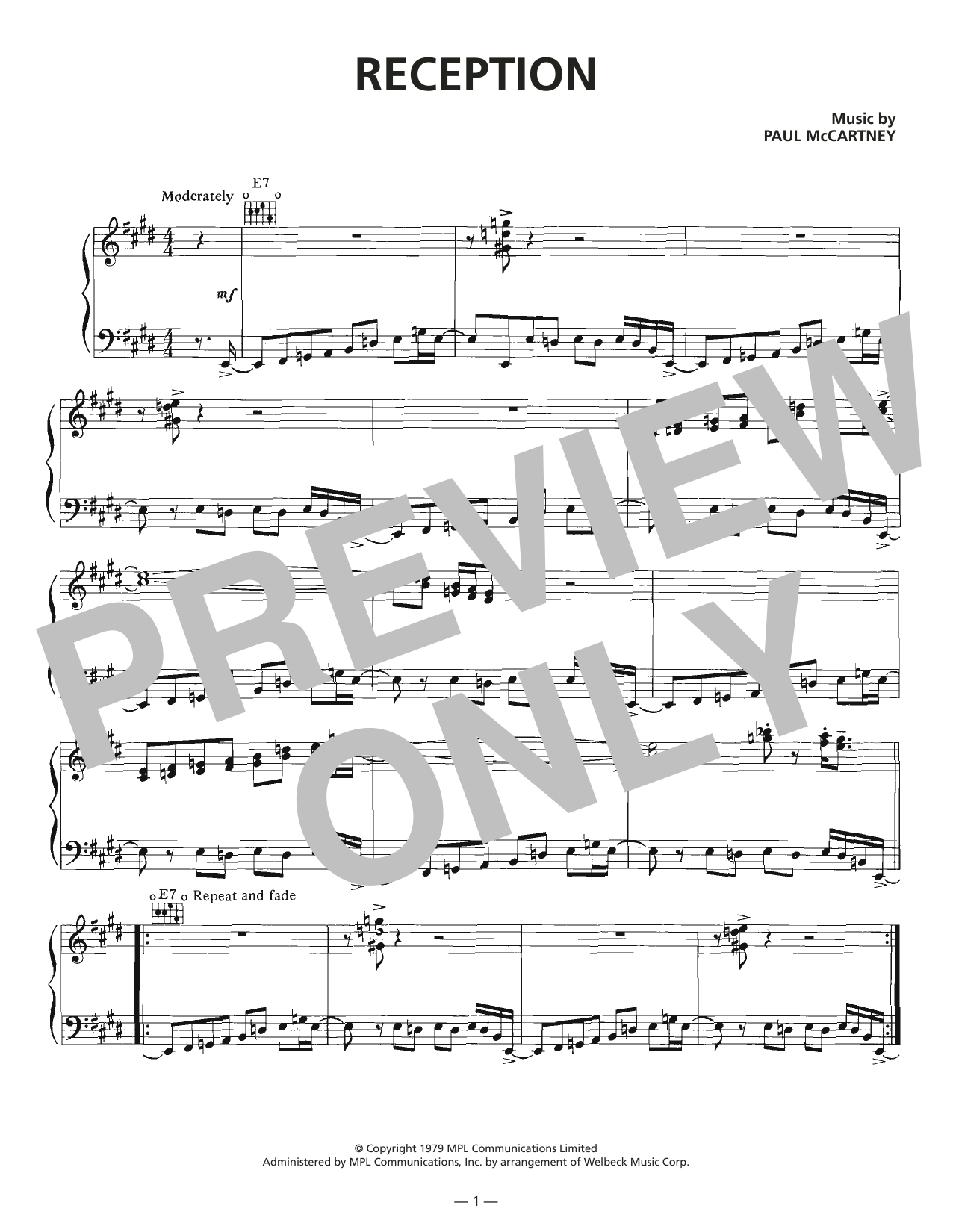 Download Wings Reception Sheet Music and learn how to play Piano, Vocal & Guitar Chords (Right-Hand Melody) PDF digital score in minutes