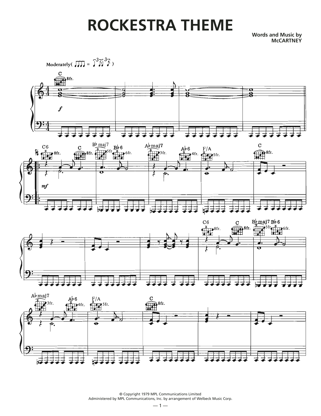 Download Wings Rockestra Theme Sheet Music and learn how to play Piano, Vocal & Guitar Chords (Right-Hand Melody) PDF digital score in minutes